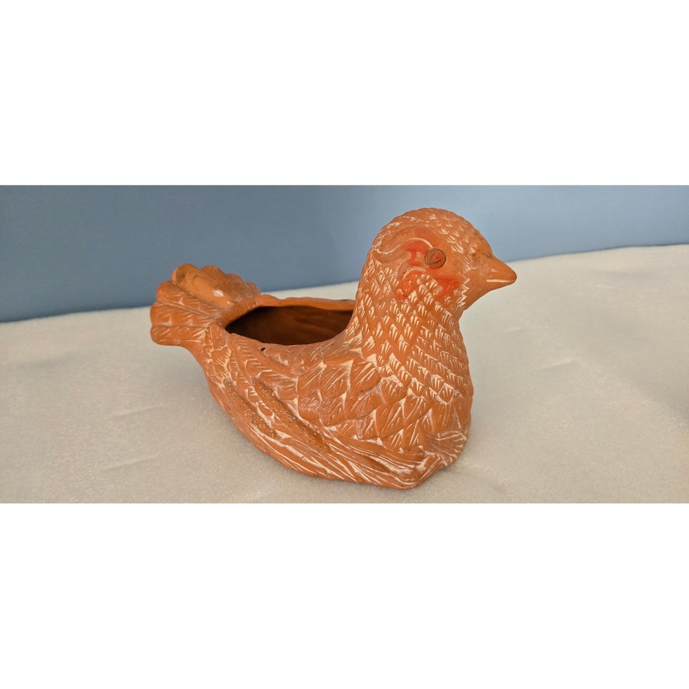 Vintage 1985 Teleflora Terracotta‎ Bird Planter Figural Ceramic Pot Orange Brown